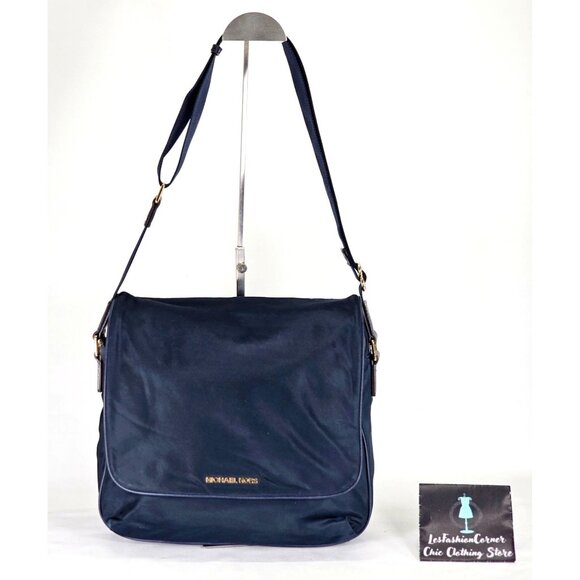 Michael Kors Unisex Navy Blue Jet Set Large Nylon Gabardine Messenger Bag 361 - Picture 1 of 15